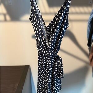 Navy and White Polka Dot Wrap Dress